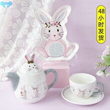 Creative Cute Rabbit Ceramic Plate Rice Bowl Set Light跨境专