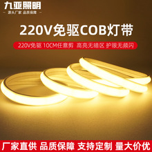 led户外防水灯带220v柔性硅胶家用吊顶氛围高压cob自粘免驱软灯条