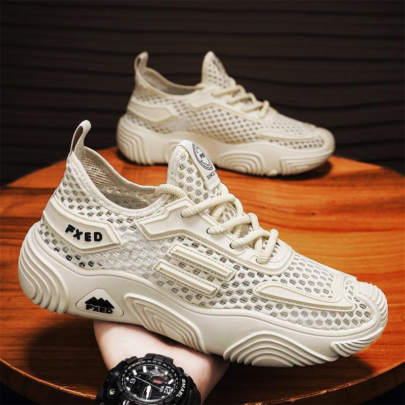 透气男鞋夏季新款薄款网面青少年运动休闲鞋韩版镂空轻便软底潮鞋