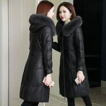 冬季中长款皮衣2022新款加厚PU皮女士棉服修身韩版连帽女外套