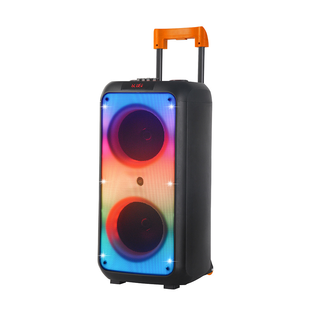 NDR-1095Q Double 8-Inch Outdoor Pull Rod Bluetooth Speaker Square Dance High Power 40W Flame Light Speaker