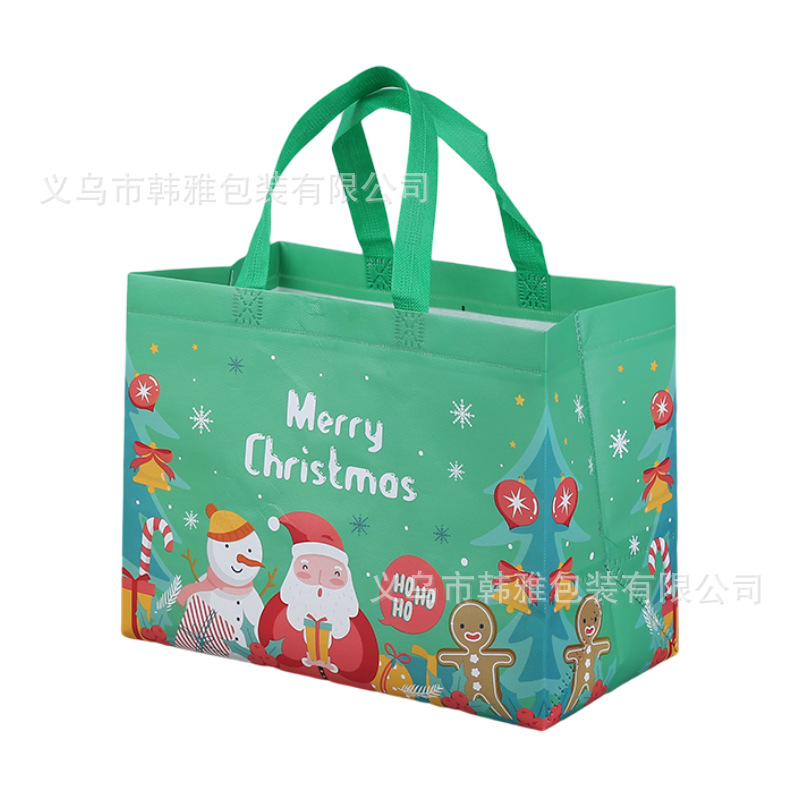 Foreign Trade Cross-Border Spot Christmas Gift Bag Non-Woven Film Cartoon Handbag Environmental Protection Shopping Bag Wholesale