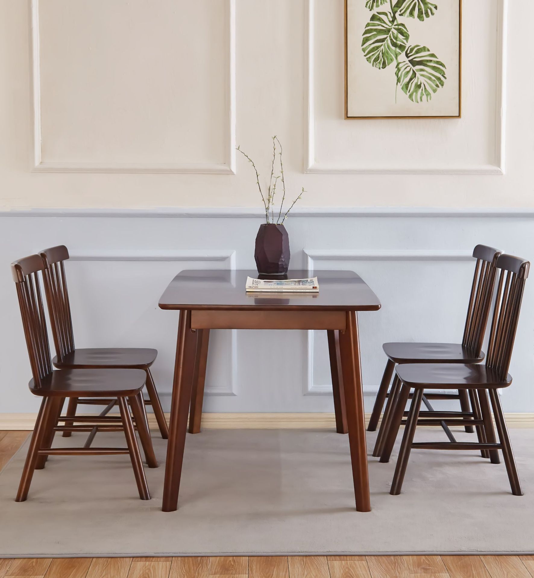 北欧现代商用餐桌实木饭桌小户型家用餐桌实木插脚餐桌饭店工程