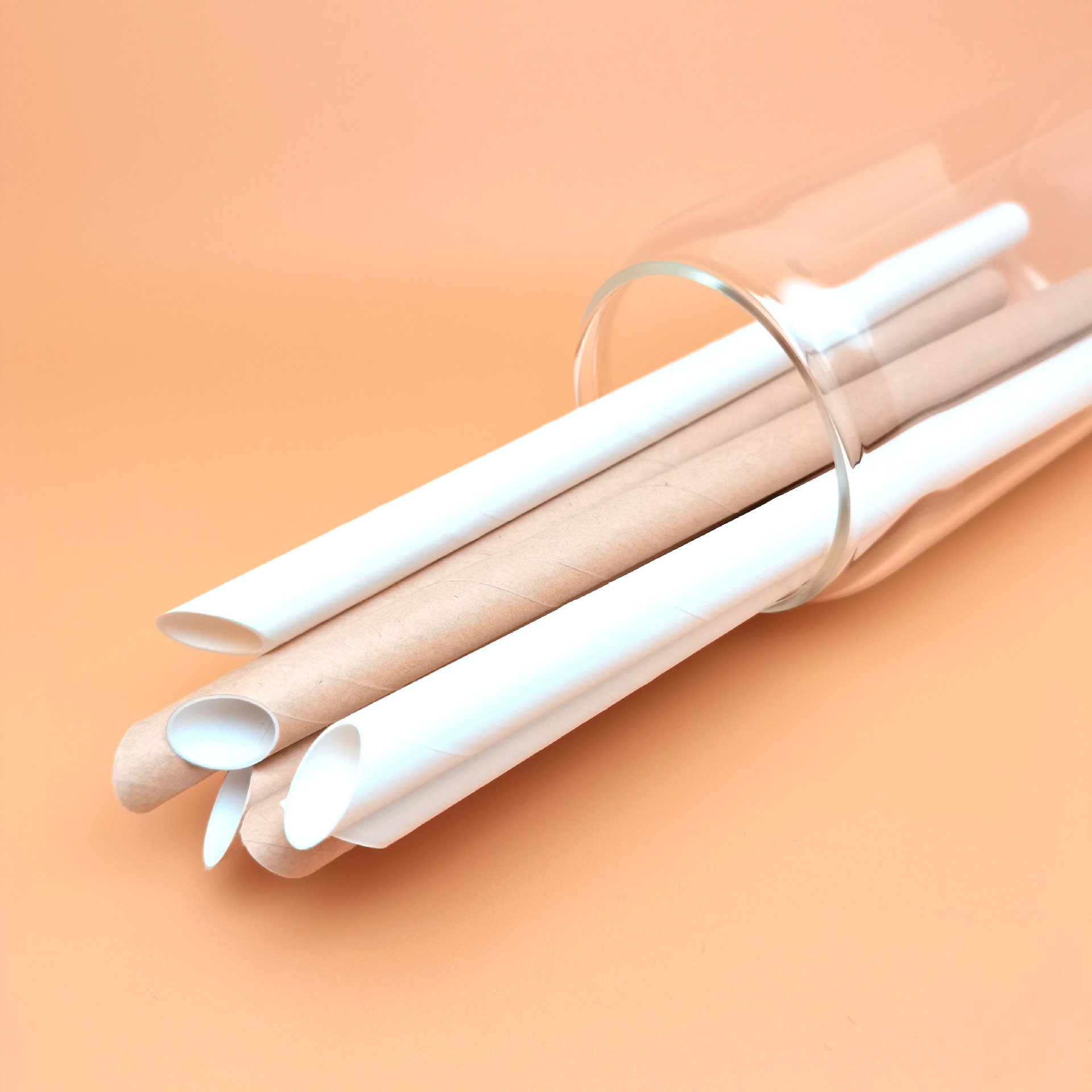 批发一次性奶茶咖啡饮料果粒粗纸吸管 独立包装加厚白牛皮纸吸管