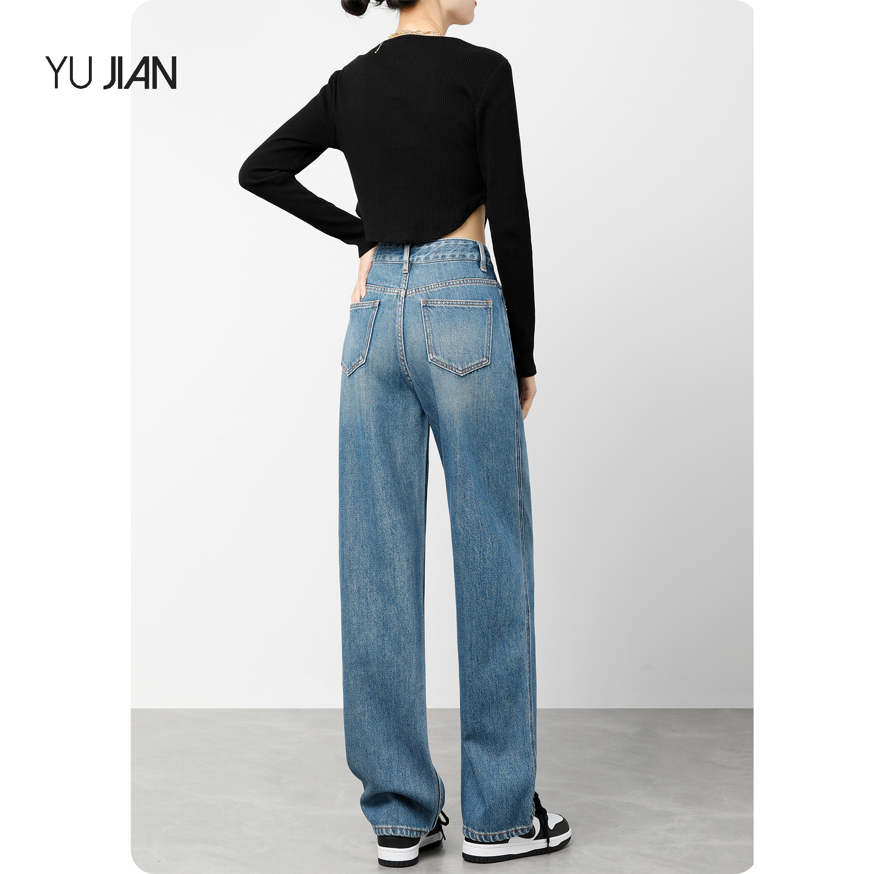 Early Spring Heavy Wide-Leg Jeans Women's Loose 2023 New Fashionable High Waist Slimming Drooping Straight Mop Pants