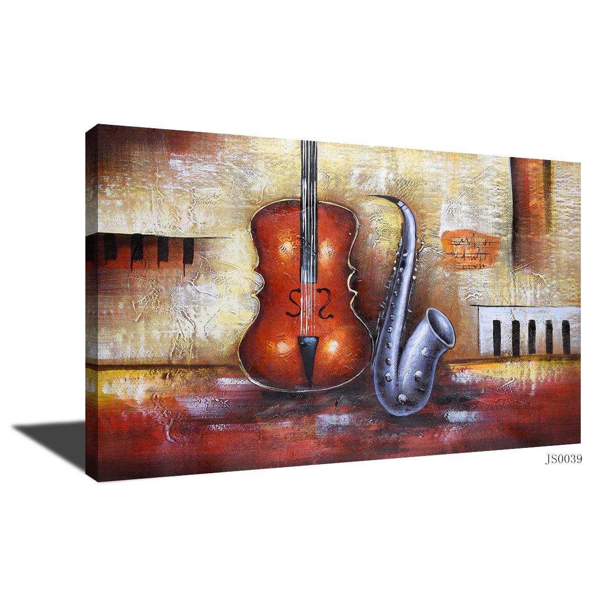 纯手绘抽象音乐小提琴客厅装饰油画喷绘关玄无框帆布画亚马逊跨境