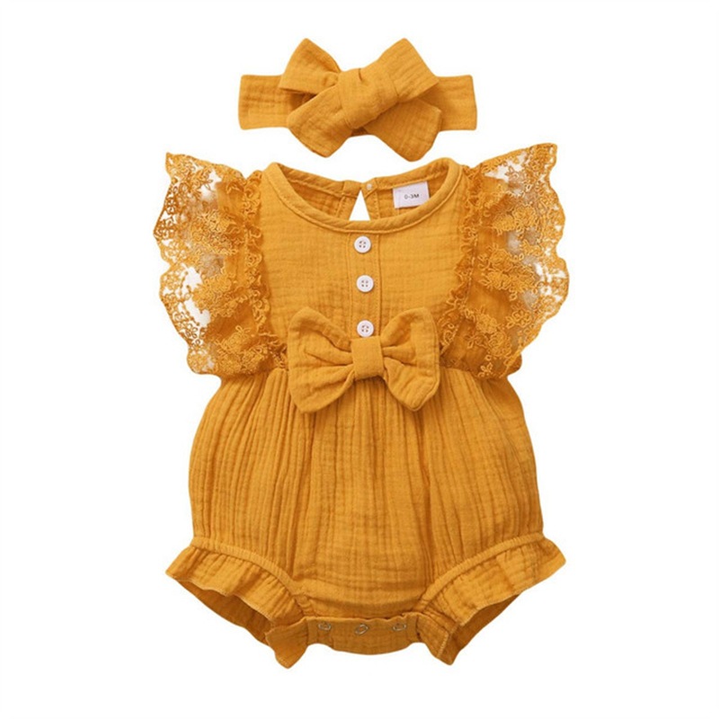 Ins European and American Foreign Trade Baby Girl Baby Candy Color Lace Bag Fart Romper Princess Dress Jumpsuit Hair Band Baby Clothes
