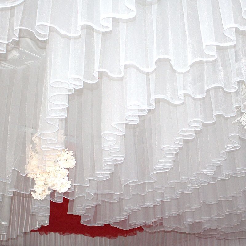 婚庆吊顶纱幔冰绸布吊顶布幔中式酒店婚礼堂顶部装饰云顶纱幔布置