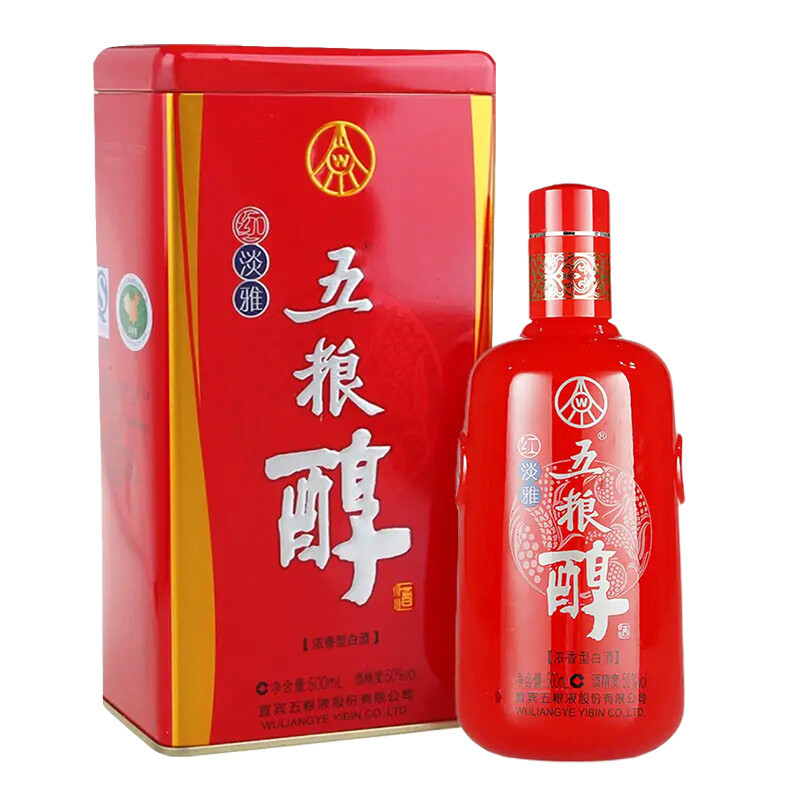 批发供应五粮醇 红淡雅 50度 浓香型白酒 500ml*6 整箱 量大从优