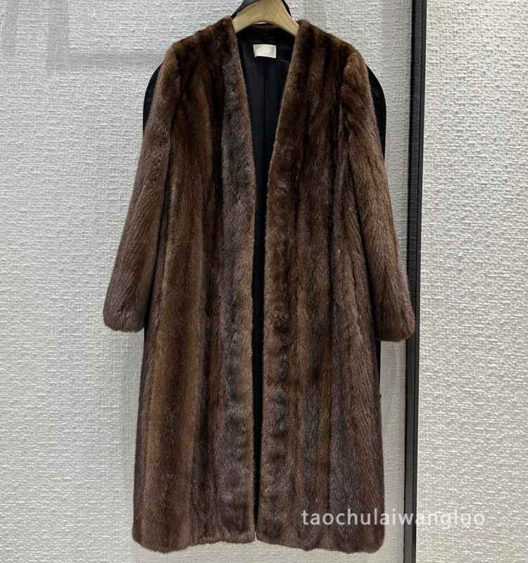 水貂毛皮草外套法式时髦名媛御姐高级感毛绒长款貂皮大衣bw61631