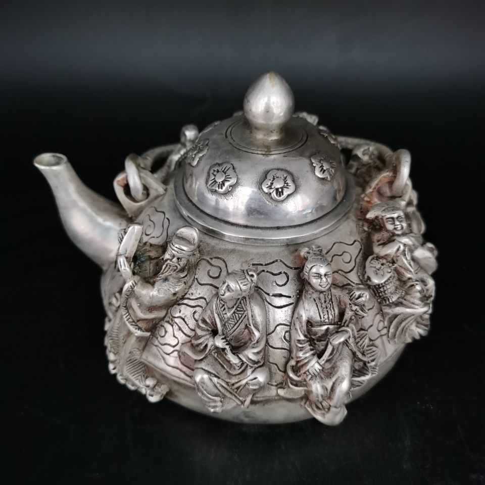 纯银真银足银老银老物件八仙壶酒壶茶壶功夫茶摆件复古老货古玩