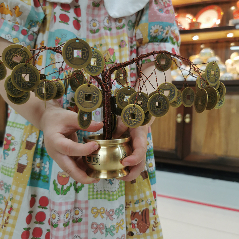 铜摇树摆件 五帝铜钱树树开业乔迁礼品-阿里巴巴