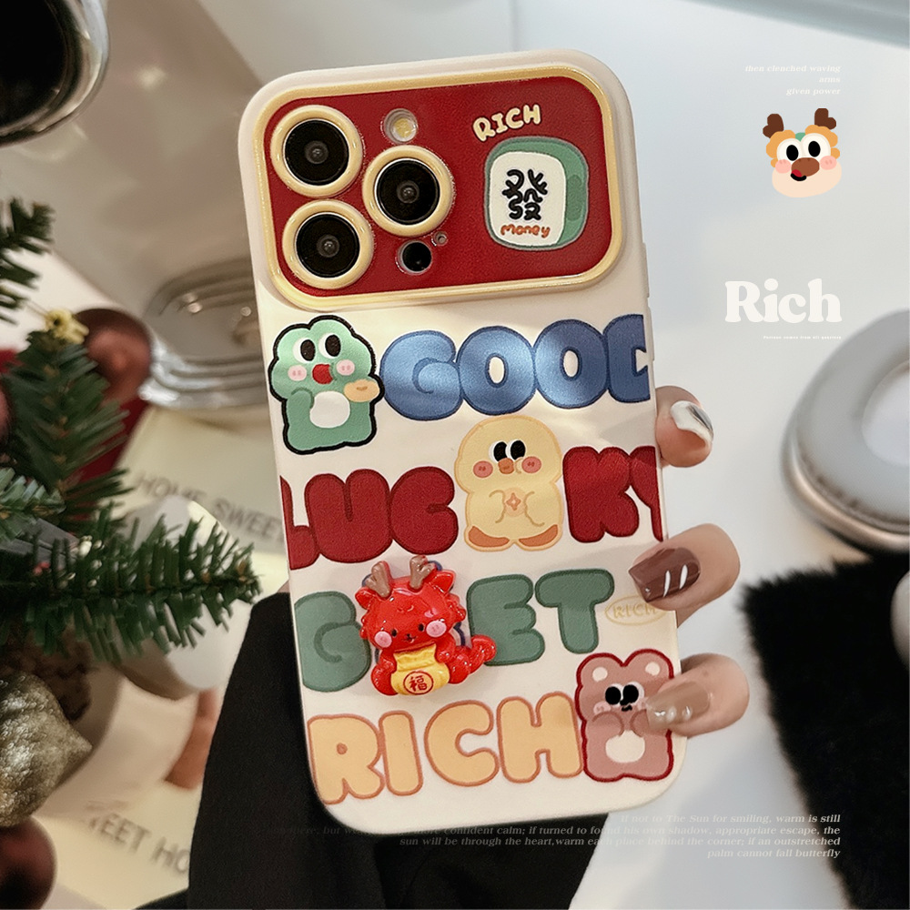 Huawei New Year for Iphone14 Mobile Phone Shell for Iphone 15promax All-Inclusive 13 Cute Three-Dimensional Little Dragon 15