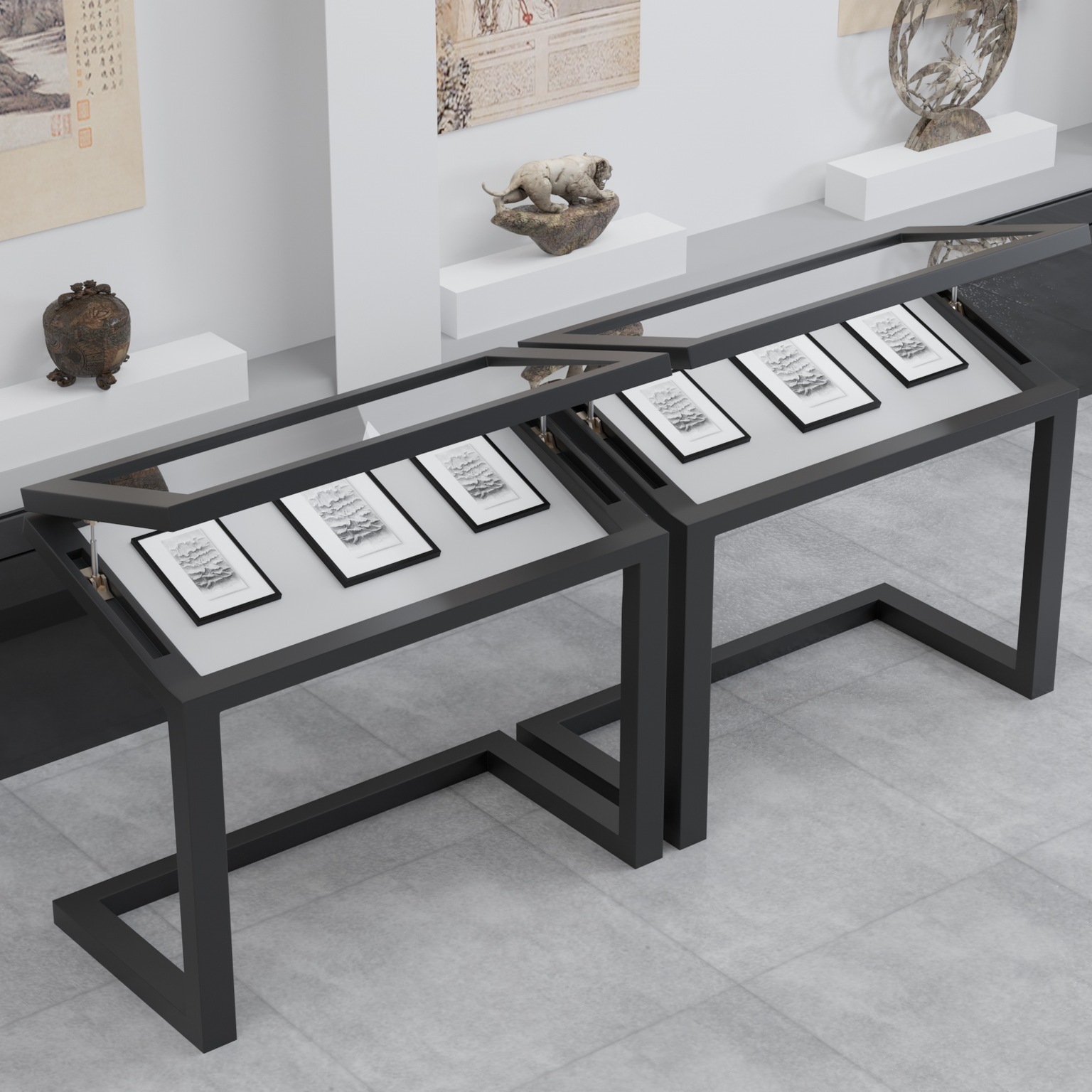 博物馆玻璃展架展览液压文献资料奖章票据企业展厅文物陈列展示柜