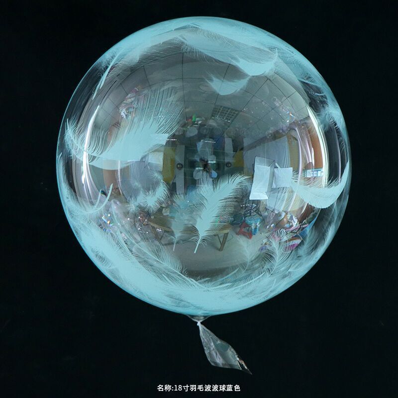 18寸波波球羽毛印花气球生日派对婚礼婚房装饰印花透明正圆球