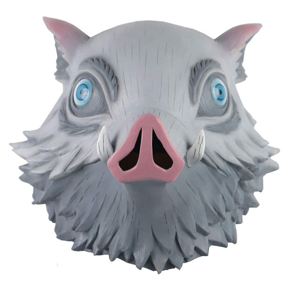 万圣节鬼灭之刃黑客猪头面具 游戏周边动物猪脸面具 乳胶头套