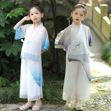 儿童汉服女童夏季唐装中国风古装演出服套装幼儿园园服两件套