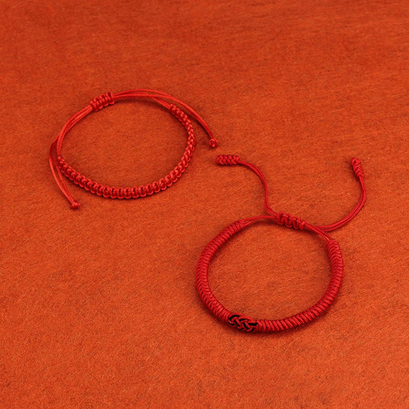 Hand-Woven Red Rope Red Rope Bracelet Female King Kong Truelove Knot Woven Red Hand Strap Anklet Couple Ornament Wholesale