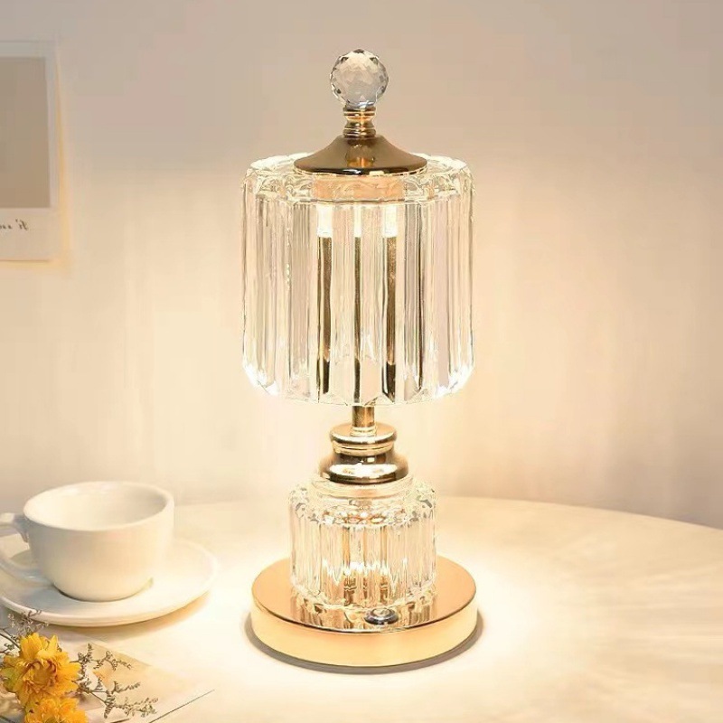 Light Luxury Table Lamp Bedroom Bedside Lamp Ins Style 2023 New Internet Celebrity High-Grade Crystal Atmosphere Charging Small Night Lamp
