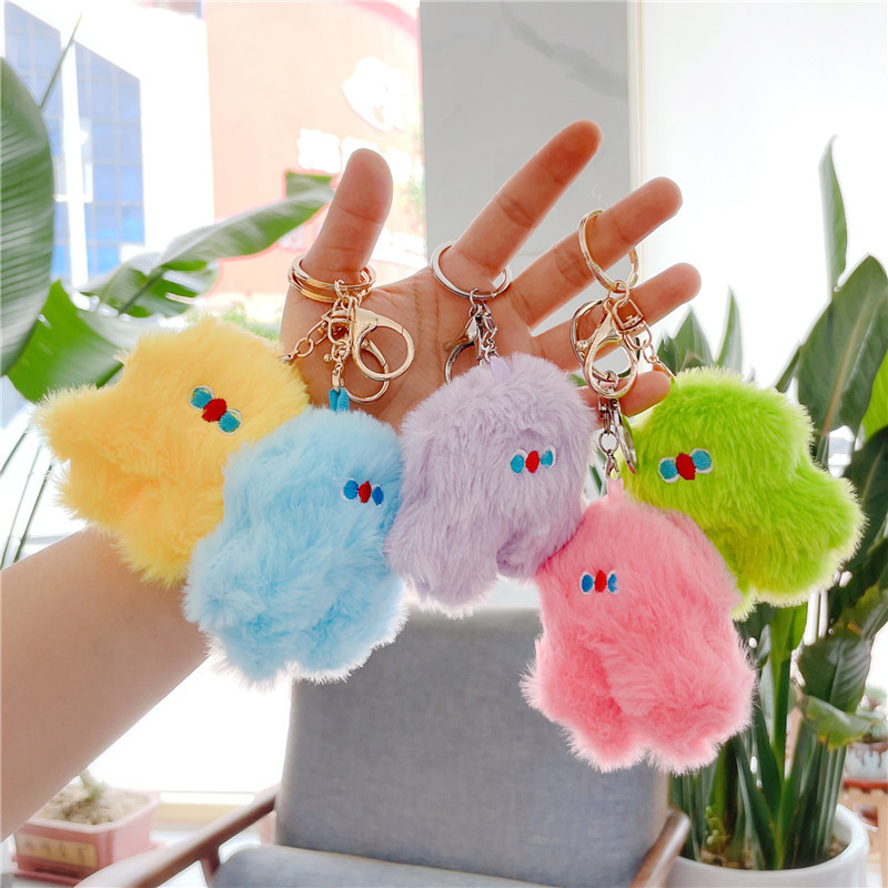 Internet Hot Cute Ins Pink Stupid Plush Doll Bag Bag Charm Accessories Doll Pendant Keychain Wholesale