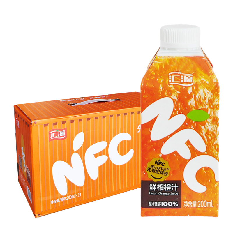 汇源果汁 汇源nfc100%鲜榨橙汁 200ml*10盒 整箱浓缩果汁饮品