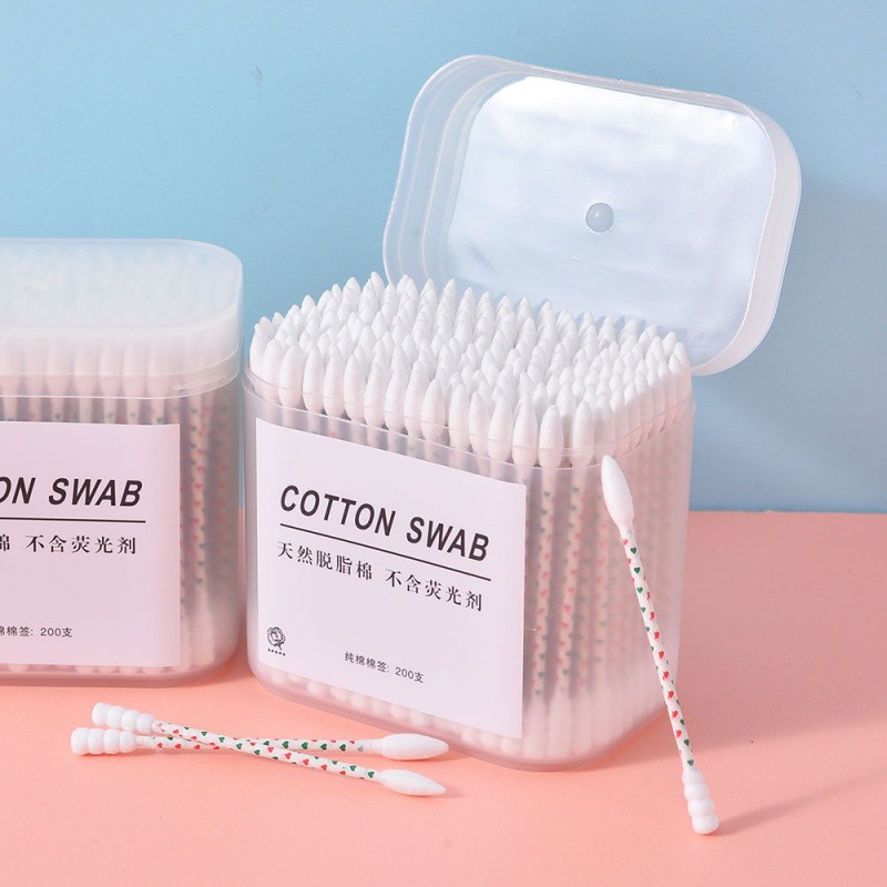 Double Ended Cotton Wwabs Pointed Makeup Ear Cleaning Ear-Picking Cotton Swab Hospital Non-Medical Sterile Disinfection Disposable Box-Packed