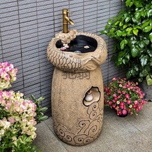 图e仿古户外洗手池阳台露台落地式一体创意艺术洗手盆台花园室外