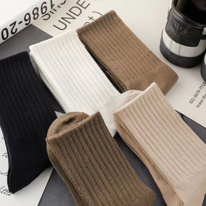 Zhuji Socks for Women Long Tube Autumn and Winter Thickened Warm Ins Trendy All-Match Solid Color Sports Couple Bunching Socks