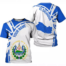 萨尔瓦多国旗精致3D数码印花夏季时尚男女休闲运动圆领短袖T恤