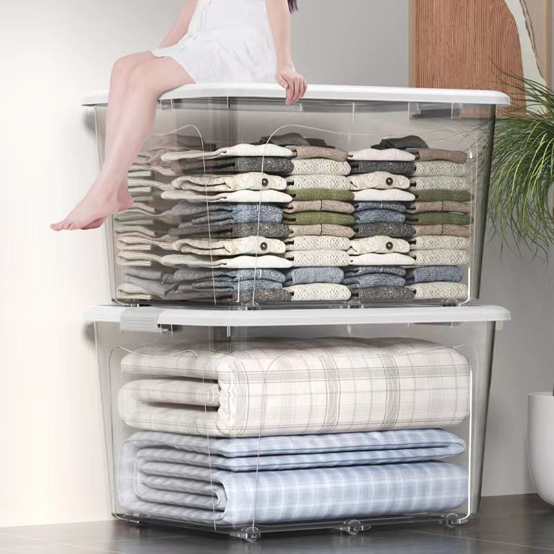 Transparent Storage Box Extra Large Household Clothes Quilt Bedroom Storage Box Living Room Children's Toys Oversized Storage Box