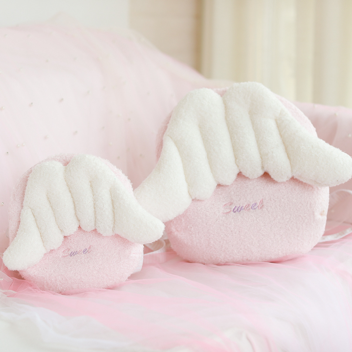 卡通粉粉可爱天使翅膀 网红背包少女心女生斜挎包双肩包 现货批发