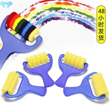 4Pcs/set Kid Sponge Paint Brush Roll DIY Children Plastic跨