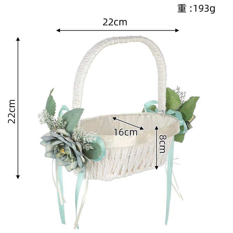 New Natural Style Western Wedding Portable Flower Basket Wedding Supplies Set Emulational Flower Decoration Wedding Candy Basket