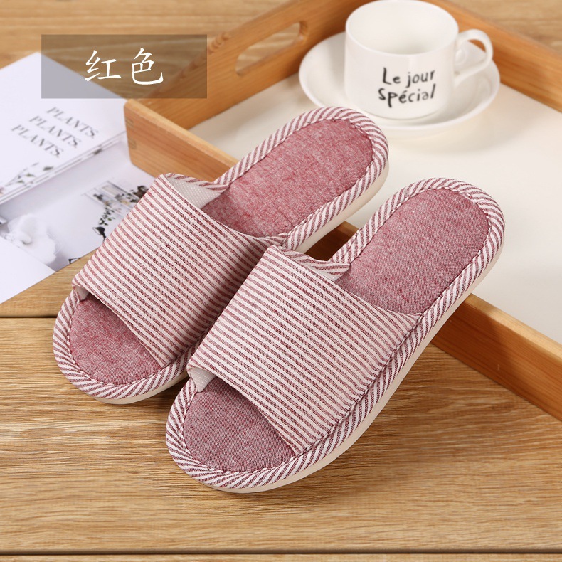 Four Seasons Linen Cotton Linen Couple Slippers Men and Women Japanese Style Home Indoor Non-Slip Slippers Wooden Floor Soft Soled Cotton Slippers