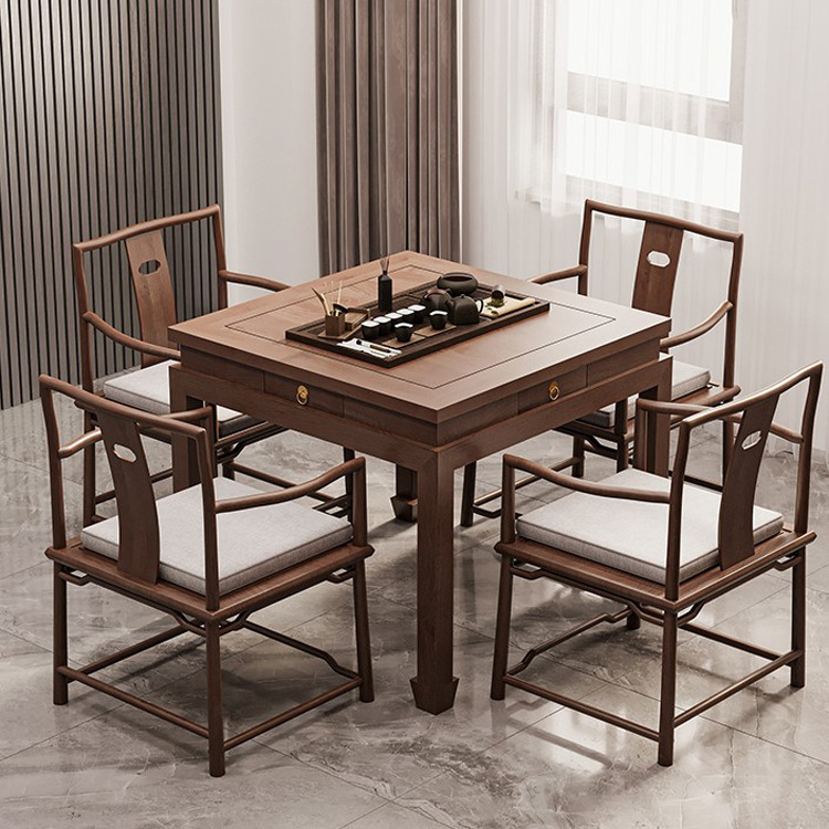 中式实木麻将桌家用客厅休闲接待麻将餐桌棋牌室手搓麻将桌椅组合