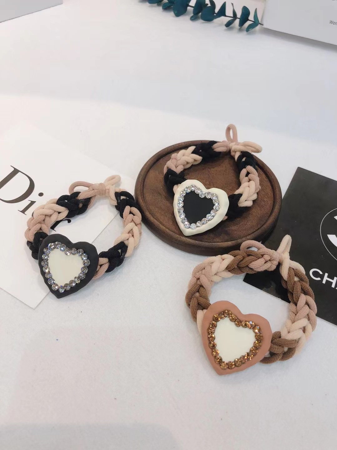 韩版捷克钻爱心麻花辫头绳简约时尚发绳ins风网红气质轻奢发饰女