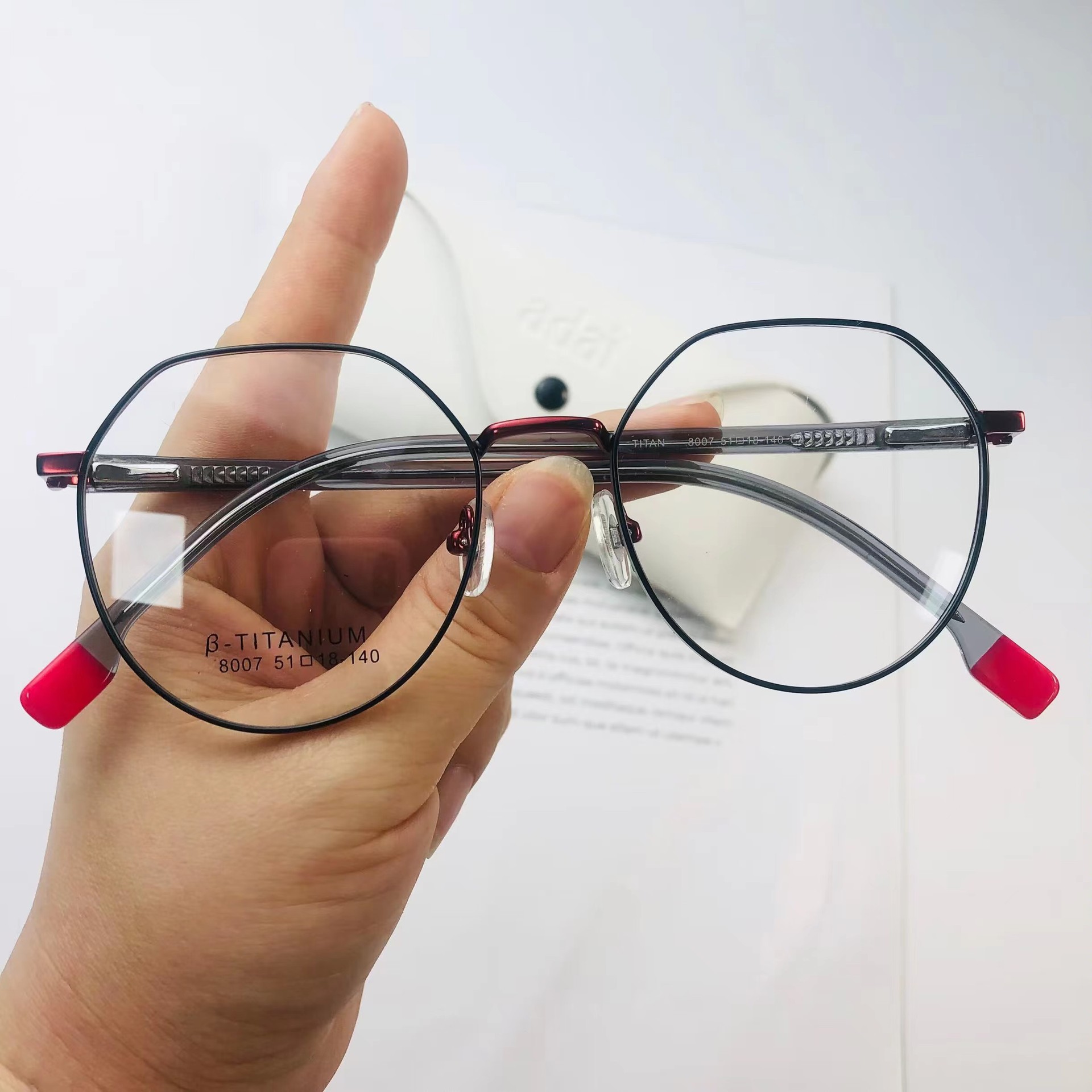 8007复古无磁钛圆框网红ins小红书同款眼镜架可配近视超轻金属现