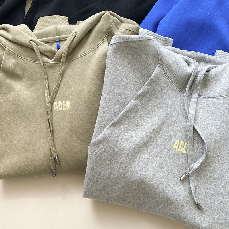韩国潮牌ader春秋卫衣女折纸印花logo缝线连帽抽绳插兜帽衫潮上衣