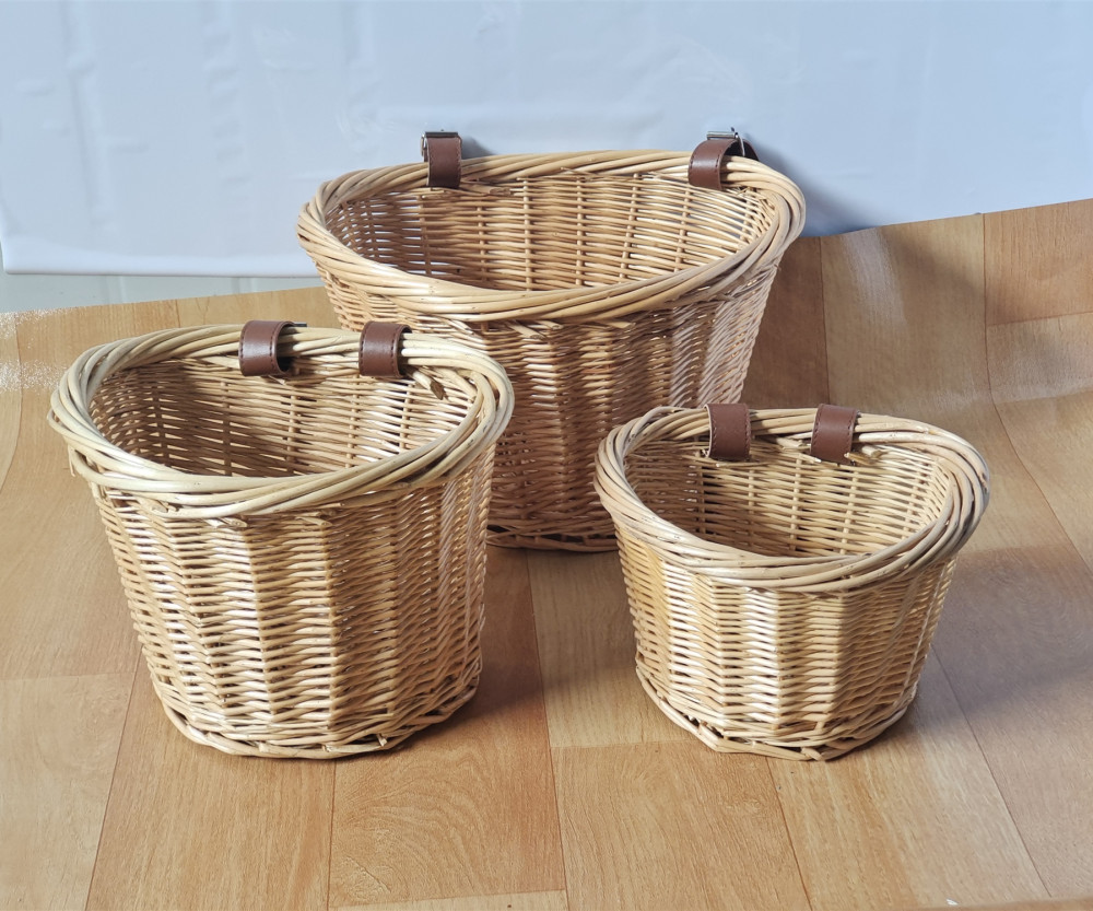 柳编车篮子藤编收纳筐编织篮子购物篮成人儿童自行车车框可水洗蓝