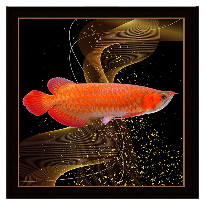 新中式金龙鱼客厅招财钻石画十字绣点钻砖石画5d满钻diy钻石画