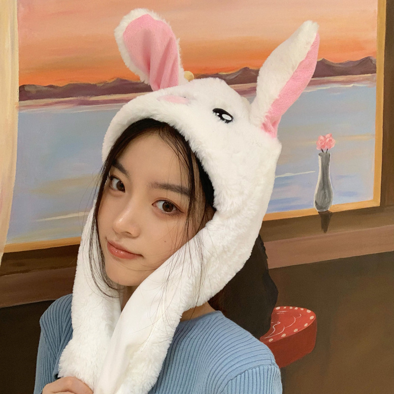 Tiktok Same Style Moving Bunny Ears Hat Cute Internet Celebrity Same Style Airbag Pinch Movable Ears Rabbit Hat