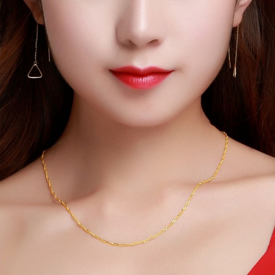 正品久不掉色沙金项链女款纯沙金项链项链时尚百搭沙金首饰送礼品