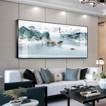 新中式客厅装饰画沙发背景横版山水墙壁挂画现代青山绿水风景画