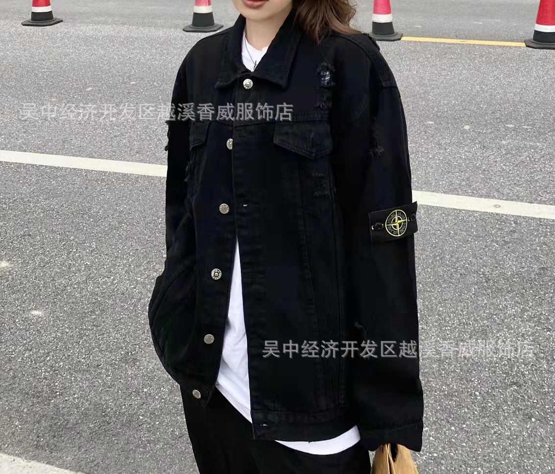 一件代发 2022ss春夏季新款石头岛stone男女情侣同款牛仔夹克外套