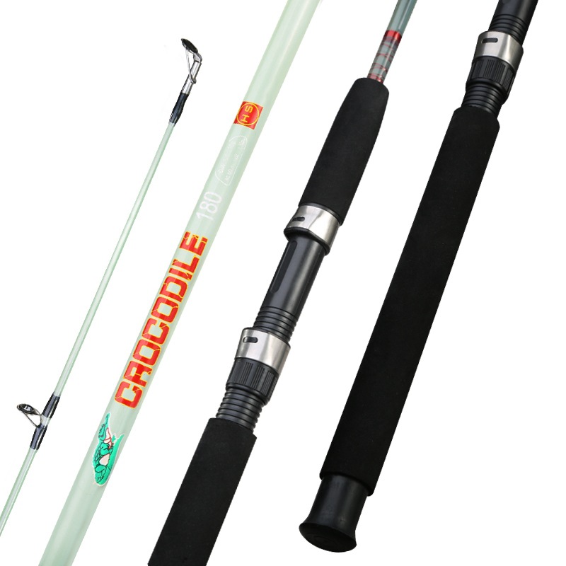 包邮雷强玻璃钢实心路亚竿插接打黑鱼竿抛竿海竿套装直柄远投钓竿