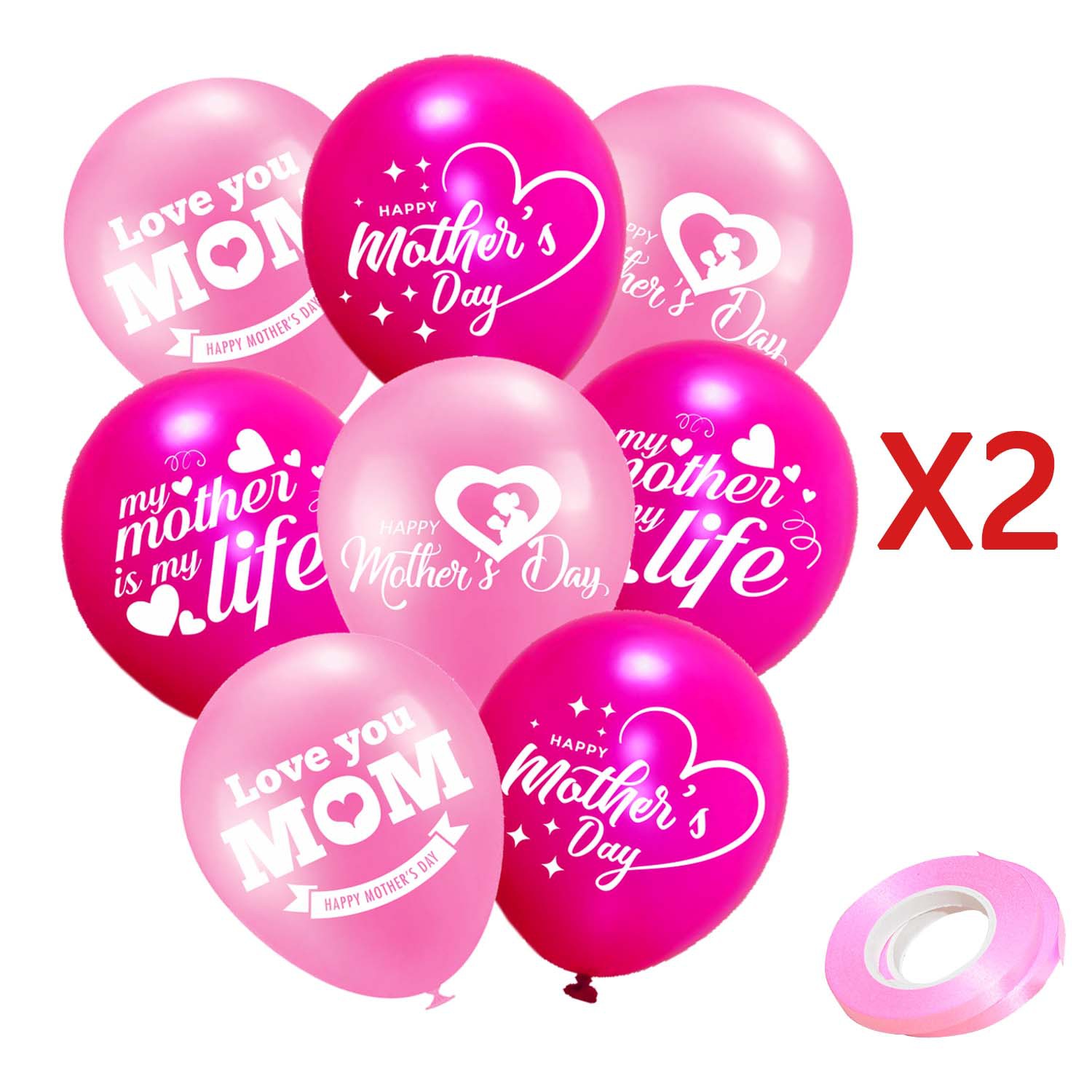 16Pcs Each Pack 2023 New Mother's Day Rubber Balloons Set I Love You Mom Balloon Wholesale Set