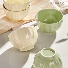 奶油风米饭碗家用2024新款高颜值陶瓷吃饭碗盘子特别好看的小碗