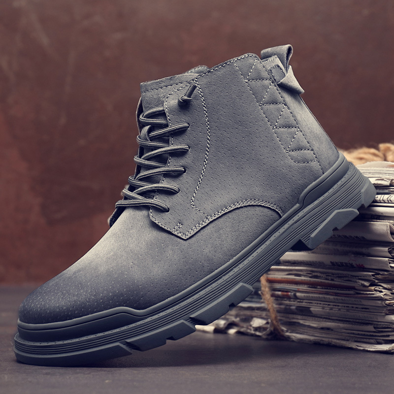 跨境2021秋季新款男士高帮马丁靴潮流户外工装男靴子休闲走秀短靴