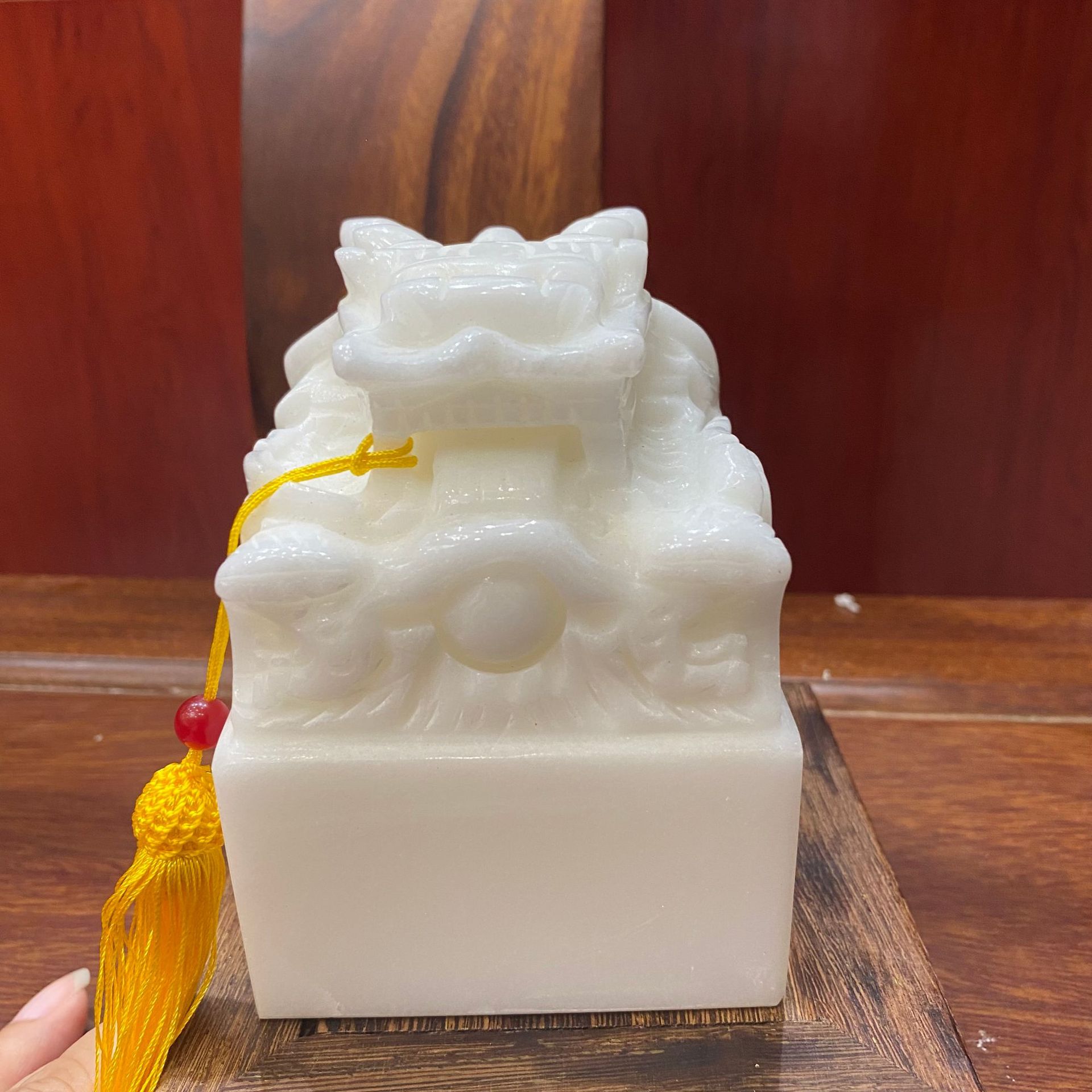 汉白玉玉玺摆件传国大印刻字开业送礼桌面玉石制品办公室印章