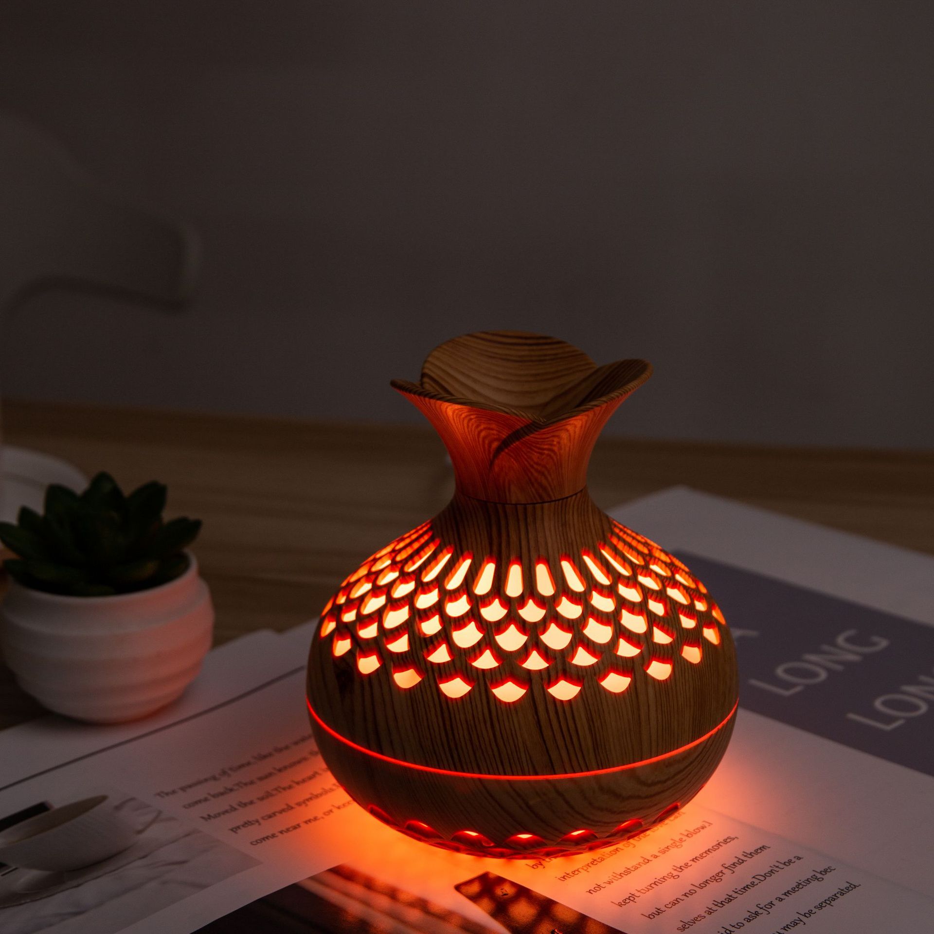 Cross-Border Hot Minimalist Creative Flower Humidifier Colorful Gradient Ambience Light Nano Fine Sprays Hollow Humidifier